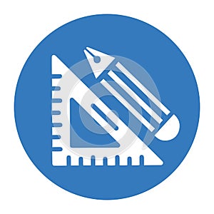Drawing tools icon, blue geometry equipment