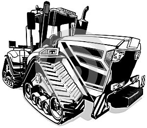 Drawing of Tracked Farm Tractor from Front View