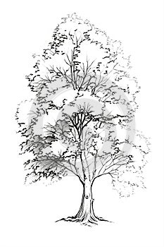 Drawing of a tree on a white background