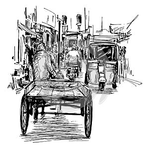 Drawing of the Tricycle in India