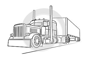 Drawing of the truck transporting a load photo