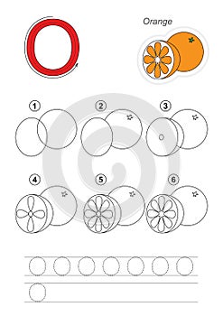 Drawing tutorial. Game for letter O. The Orange.