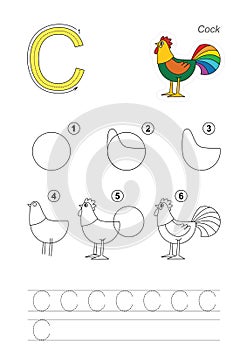 Drawing tutorial. Game for letter.