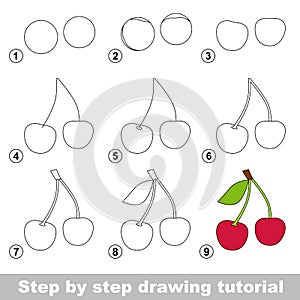 Drawing tutorial. How to draw a Cherry photo