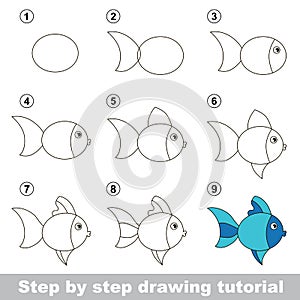 Drawing tutorial. How to draw a Cute Fish photo
