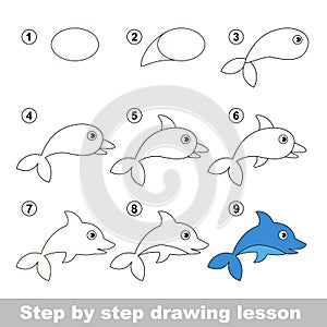 Drawing tutorial. How to draw a Dolphin