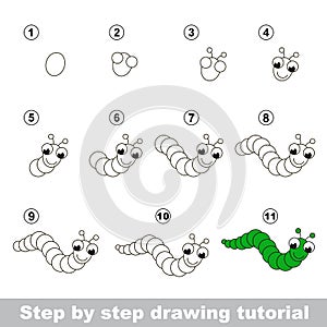 Drawing tutorial. How to draw a Funny Caterpillar photo