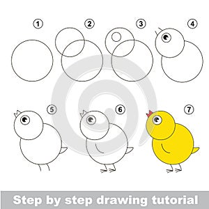 Drawing tutorial. How to draw funny Chicken.