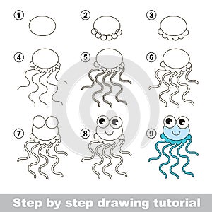 Drawing tutorial. How to draw a Jellyfish photo