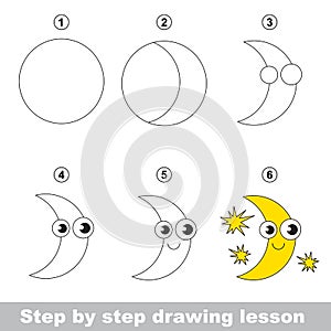 Drawing tutorial. How to draw a Moon photo