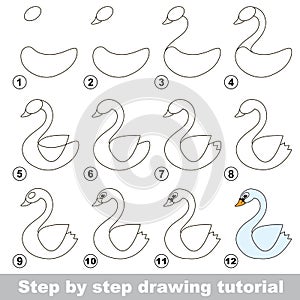 Drawing tutorial. How to draw a White Swan photo