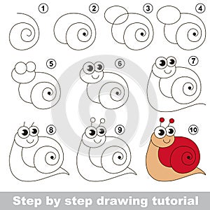 Drawing tutorial. Red snail. photo