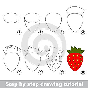 Drawing tutorial. Red strawberry. photo