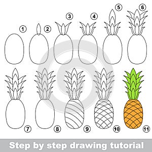 Drawing tutorial. Ripe Pineapple.