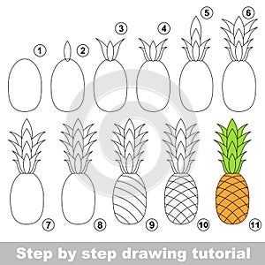 Drawing tutorial. Ripe Pineapple. photo