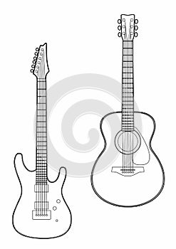 Drawing two guitars