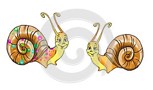 Drawing of two snails
