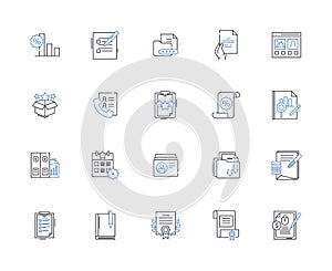 Drawing up plans line icons collection. Blueprint, Schematic, Design, Layout, Plan, Proposal, Framework vector and photo