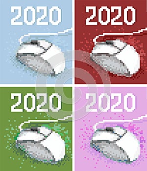 Drawing vector pixel art - computer mouse 2020