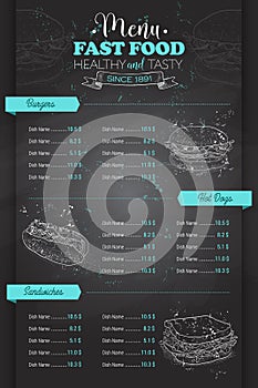 Drawing vertical of fast food menu