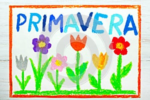 Drawing: word PRIMAVERA Spring photo