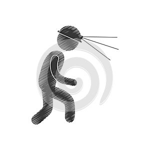 drawing worker mining helmet light head figure pictogram