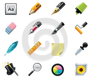 Drawing and Writing tools icon set