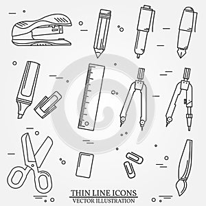 Drawing and writing tools icon thin line for web and mobile.