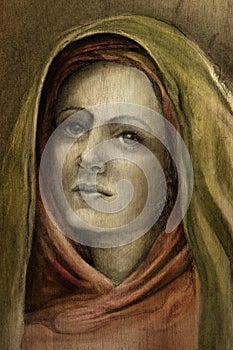 Drawing of a young woman in hijab