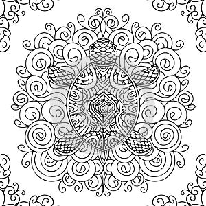 Drawing zentangle turtle for coloring page, shirt design effect, logo, tattoo and decoration.