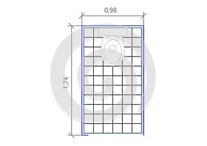 Drawings of AutoCAD blocks representing bathrooms