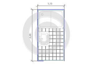 Drawings of AutoCAD blocks representing bathrooms photo