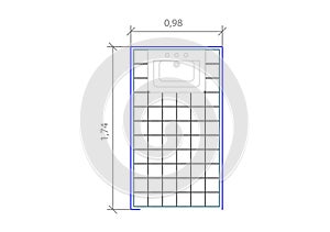 Drawings of AutoCAD blocks representing bathrooms photo