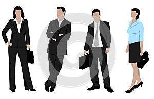 Drawings businessmen on a white background