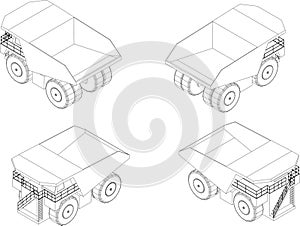 Drawings of construction vehicles from many angles.,Construction, transportation and building construction