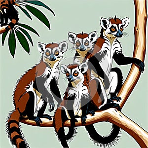 drawings about a group of playful lemurs in madagascar a beautif.