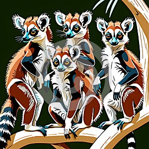 drawings about a group of playful lemurs in madagascar a beautif.