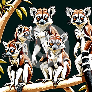 drawings about a group of playful lemurs in madagascar a beautif.