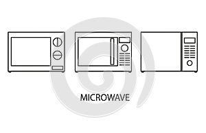 Drawings of microwaves in black lines photo