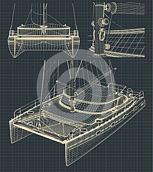 Drawings of a modern catamaran