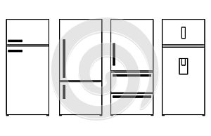 Drawings of refrigerators in black lines