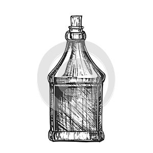 Drawn Blank Bottle Of Scotch With Cork Cap Vector