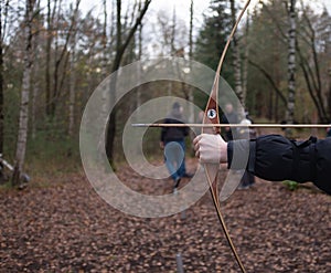 Drawn bow with arrow detail