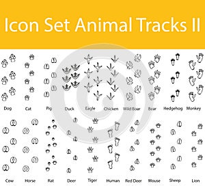 Drawn Doodle Lined Icon Set Animal Tracks II