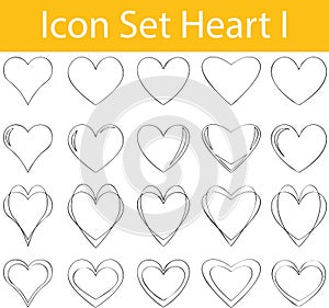 Drawn Doodle Lined Icon Set Heart I