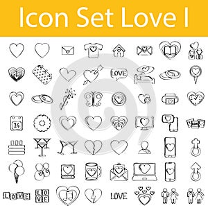 Drawn Doodle Lined Icon Set Love I