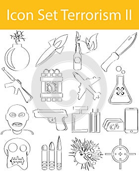 Drawn Doodle Lined Icon Set Terrorism II