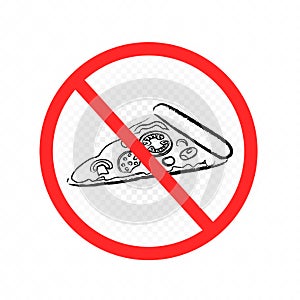 Drawn fast food Pizza prohibition sign