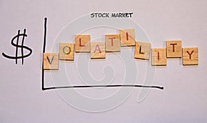 Drawn graph indicating volatility in the stock market.