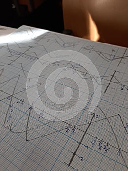 drawn histogram on millimeter paper in pencil